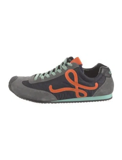 Pre-owned Loewe Suede Printed Sneakers In Blue