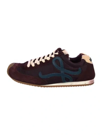 Pre-owned Loewe Suede Printed Sneakers In Burgundy