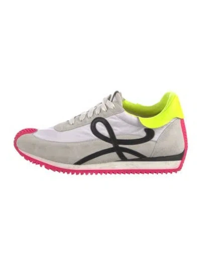 Pre-owned Loewe Suede Printed Sneakers In Gray
