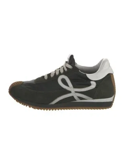Pre-owned Loewe Suede Printed Sneakers In Green