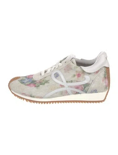 Pre-owned Loewe Suede Printed Sneakers In Neutral