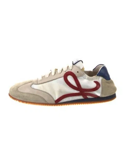 Pre-owned Loewe Suede Printed Sneakers In White
