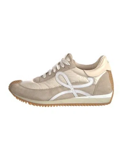 Pre-owned Loewe Suede Printed Sneakers In White