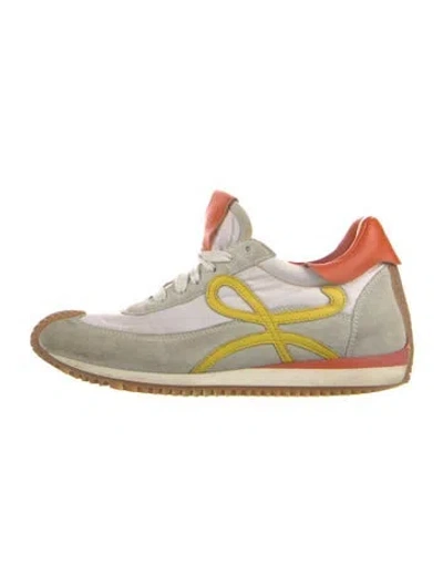 Pre-owned Loewe Suede Printed Sneakers In White
