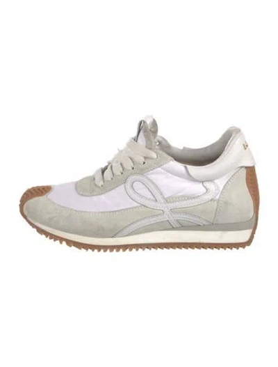 Pre-owned Loewe Suede Printed Sneakers In White