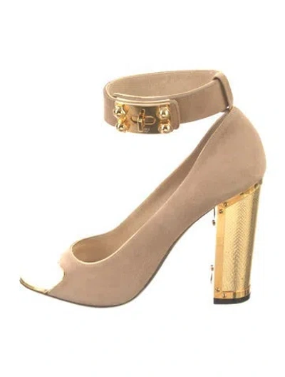 Pre-owned Loewe Suede Pumps In Neutral