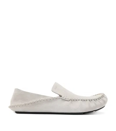 Loewe Suede Rambla Loafers In White