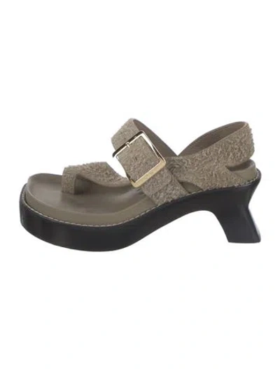 Pre-owned Loewe Suede Sandals In Neutrals