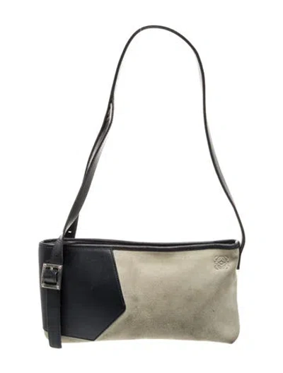 Pre-owned Loewe Suede Shoulder Bag Vintage In Blue