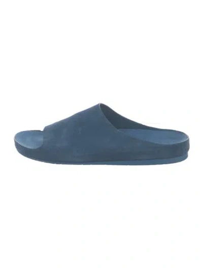 Pre-owned Loewe Suede Slides In Blue