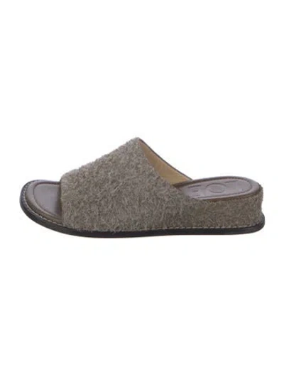 Pre-owned Loewe Suede Slides In Gray