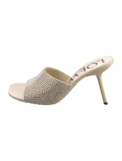 Pre-owned Loewe Suede Slides In Neutrals