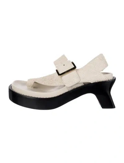Pre-owned Loewe Suede Slingback Sandals In Neutral