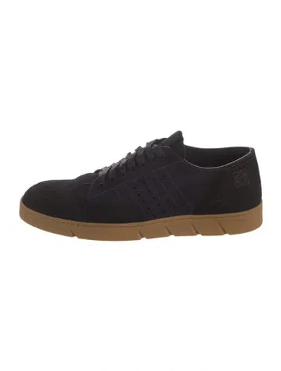 Pre-owned Loewe Suede Sneakers In Black