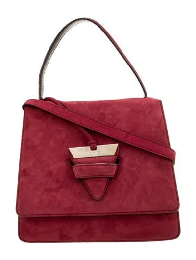 Pre-owned Loewe Suede Top Handle Bag In Burgundy