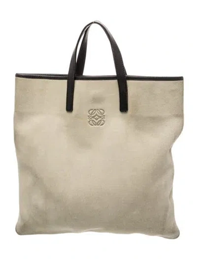 Pre-owned Loewe Suede Top Handle Bag In Neutral