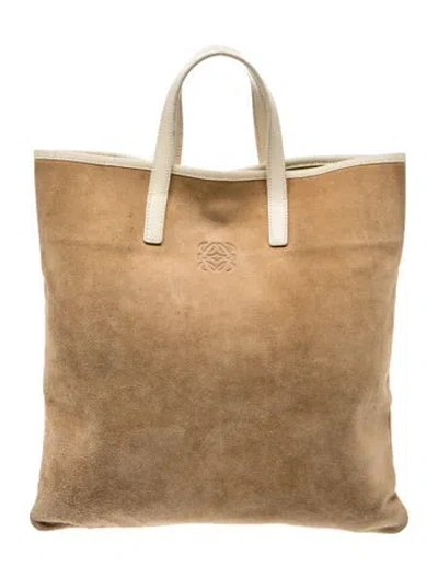 Pre-owned Loewe Suede Tote Vintage In Neutral