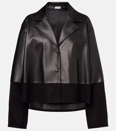 Loewe Suede-trimmed Leather Jacket In Black