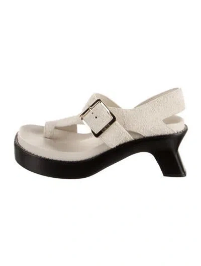 Pre-owned Loewe Suede T-strap Sandals In Neutral