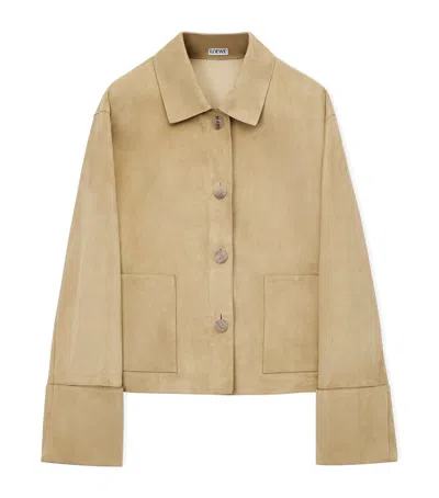 Loewe Suede Turn-up Jacket In Gold