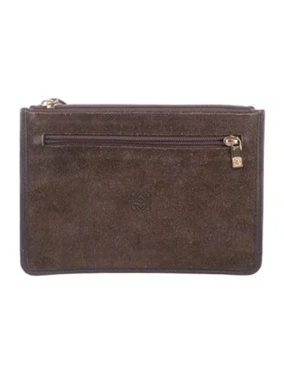 Pre-owned Loewe Suede Wallet In Brown
