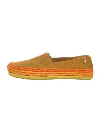 Pre-owned Loewe Suede Whipstitch Trim Espadrilles In Yellow