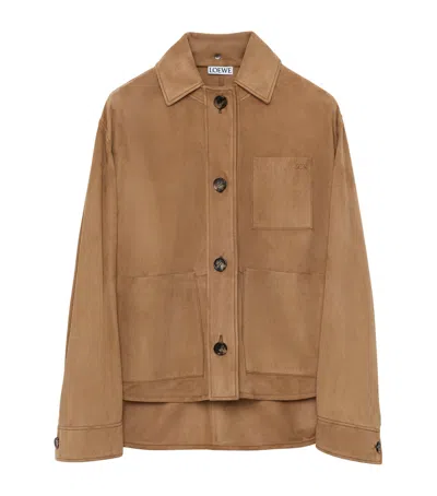 Loewe Suede Workwear Jacket In Brown