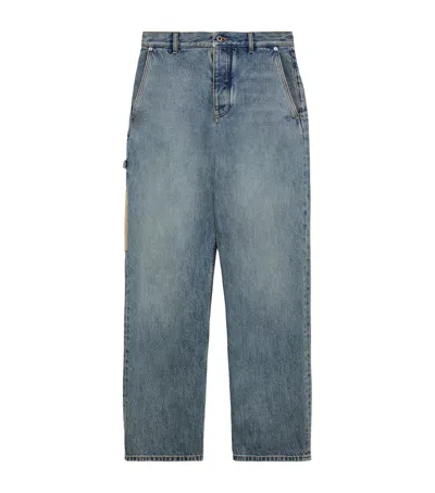 Loewe Suede-trim Straight Jeans In Blue