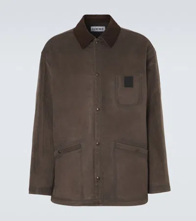Loewe Suede-trimmed Jacket In Brown
