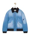 Loewe Blue Washed Effect Zipped Cotton Bomber Jacket In Blue