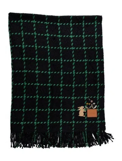 Pre-owned Loewe Suna Fujita Checked Throw Blanket In Blue