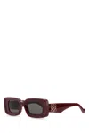 Loewe Anagram Beveled Acetate Rectangle Sunglasses In Red