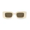 Loewe Anagram Beveled Acetate Rectangle Sunglasses In Avorio/marrone