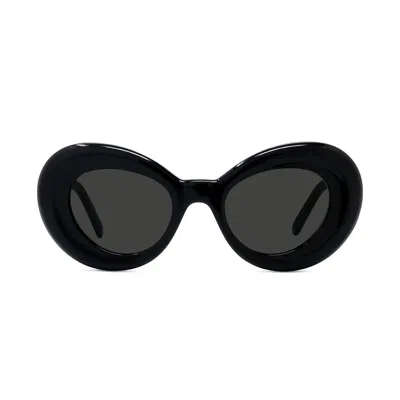 Loewe Men's Curvy 47mm Butterfly Sunglasses In Shiny Black Smoke