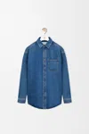 Loewe Mens Mid Blue Denim Anagram-embroidery Long-sleeves Denim Overshirt In Blue