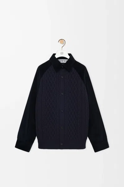 Loewe Wool And Cotton Corduroy Hybrid Overshirt In Black
