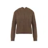 Loewe V Neck Cable Knit Sweater Ribbed Cuffs Hem In Brown