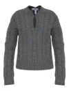 Loewe Cable-knit Keyhole Knitwear In Gray