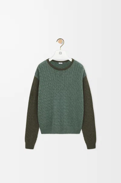 Loewe Cashmere-blend Two-tone Cable-knit Sweater In Multi