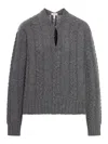 Loewe Cable-knit Keyhole Knitwear In Gray