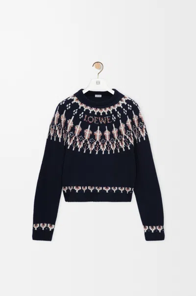 Loewe Stretch Wool Blend Sweater With Patterned Design In Black