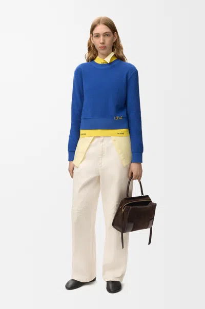 Loewe Sweater In Wool Size: Xs For Woman In Indigo Blue