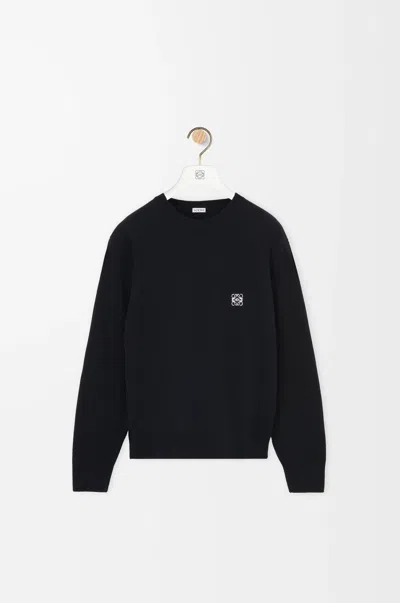 Loewe Mens Black Anagram-embroidery Crewneck Wool Jumper Xl