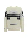 Loewe Ivory Wool Blend Sweater In Off-white/navy