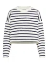 Loewe Striped Wool-blend Sweater With Anagram Detail In White