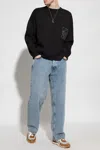 Loewe Men Anagram Cotton Blend Sweater In Black