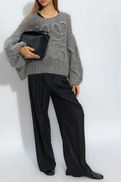 Loewe Anagram Sweater In Mohair In Grey