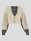 Loewe Two-tone Cropped Knit Cardigan