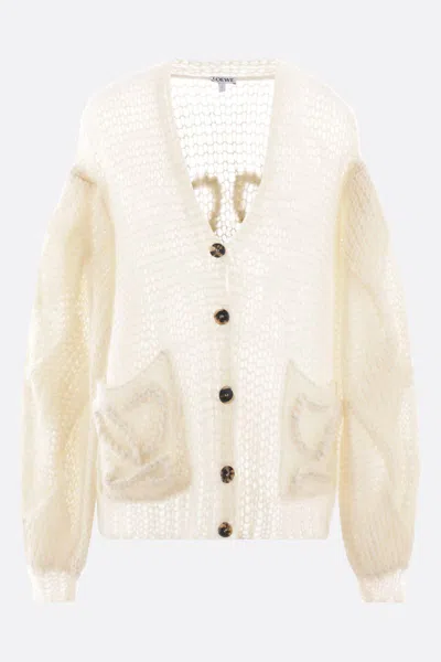 Loewe Anagram Mohair-blend Cardigan In Beige
