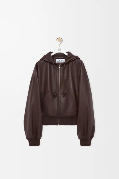Loewe Flamenco Hoodie In Nappa Lambskin Size:38 For Woman In Brown
